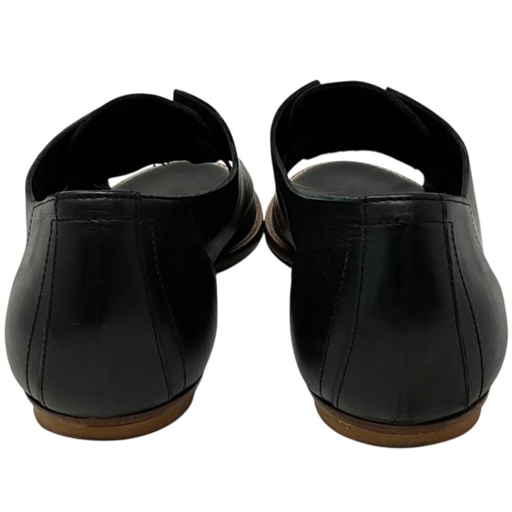 Zero + Maria Cornejo Slip On Womens 8.5 Black Leather Peep Toe Flat Italy - Picture 6 of 10